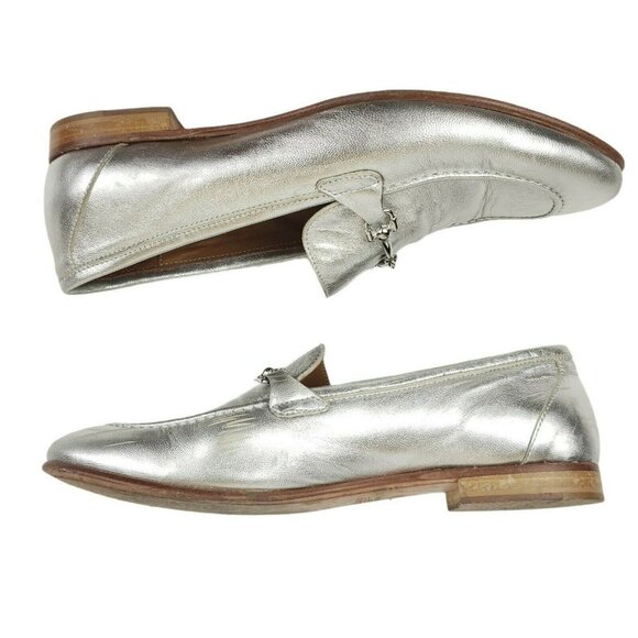 Navyboot Switzerland Silver MADE IN ITALY Horsebit Oxford Penny Loafers Size 39 - Picture 6 of 11